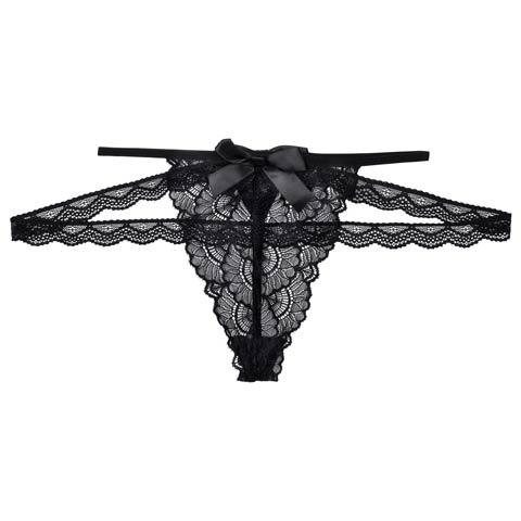1/28新作!シャルムリボンレースTバックショーツ単品(ブラック-フリー)