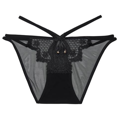2/6新作!ダブルストリングヌーディレースバック透けフルバックショーツ単品(ブラック-フリー)