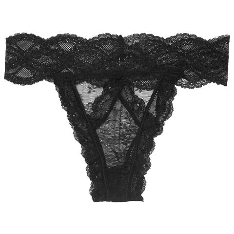 2/13新作!フロントホール総レースTバックショーツ単品(ブラック-フリー)