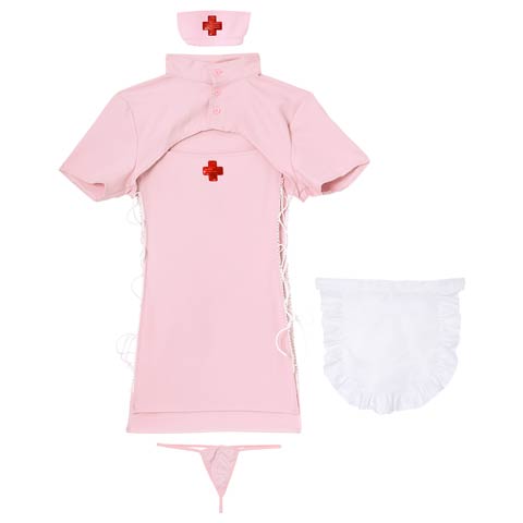 [4点セット]キューティーナースコスプレランジェリー(ピンク-フリー)