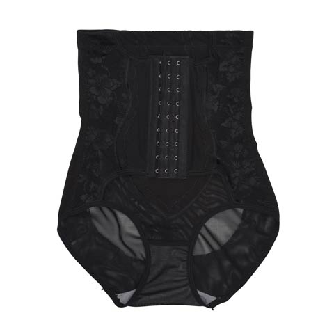 2/20再販!ウエストくびれキープ機能付きレースハイウエストガードル単品/補正下着(ブラック-M)