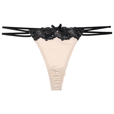 ラグジュアリーグロウサテンバック透けTバックショーツ単品[おそろいショーツ](シャンパンゴールド-M)