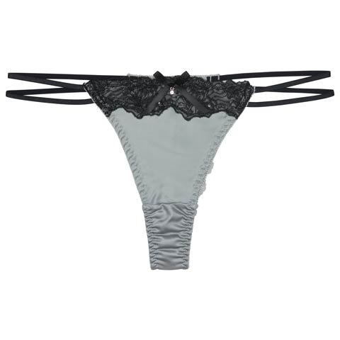 ラグジュアリーグロウサテンバック透けTバックショーツ単品[おそろいショーツ](グレー-M)