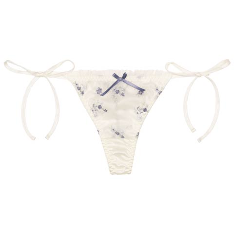 フローラルガーリーフリルサイド紐Tバックショーツ単品[おそろいショーツ](アイボリー-M)