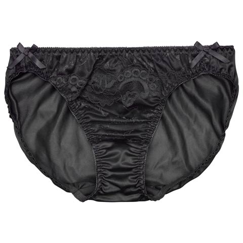 サイドリボンフルールレースフルバックショーツ単品(ブラック-M)