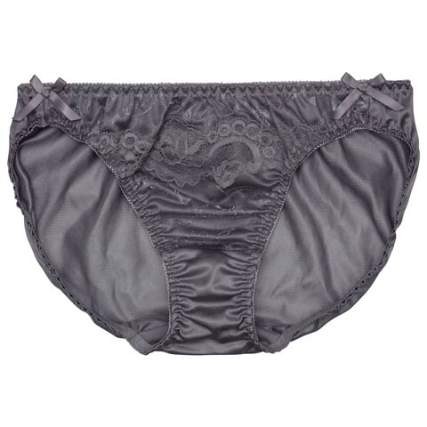 サイドリボンフルールレースフルバックショーツ単品(グレー-M)