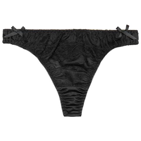 サイドリボンフルールレースTバックショーツ単品(ブラック-M)