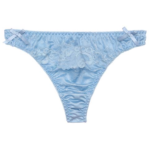 サイドリボンフルールレースTバックショーツ単品(サックス-M)