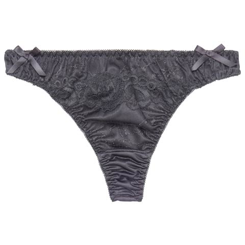 サイドリボンフルールレースTバックショーツ単品(グレー-M)