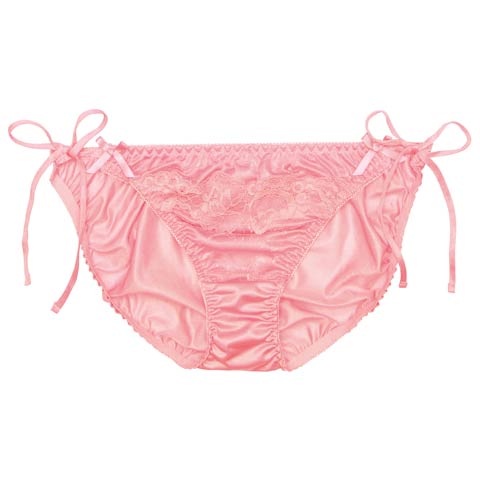 サイドリボンフルールレースサイド紐フルバックショーツ単品(ピンク-M)