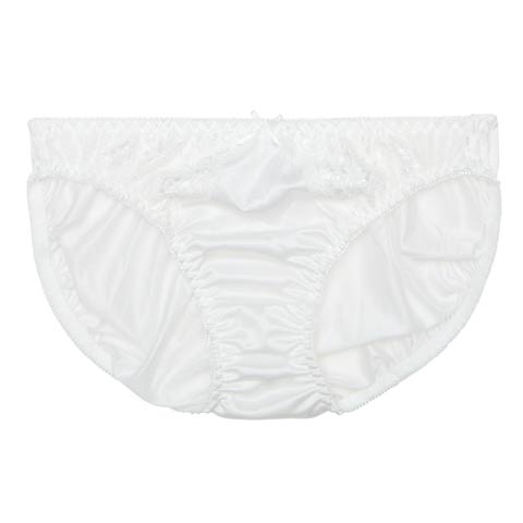 プレーンレースリボンフルバックショーツ単品(ホワイト-M)