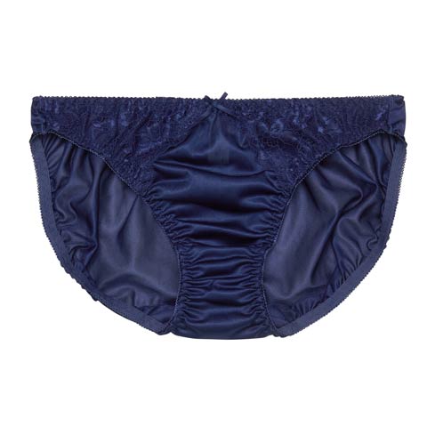 プレーンレースリボンフルバックショーツ単品(ネイビー-M)