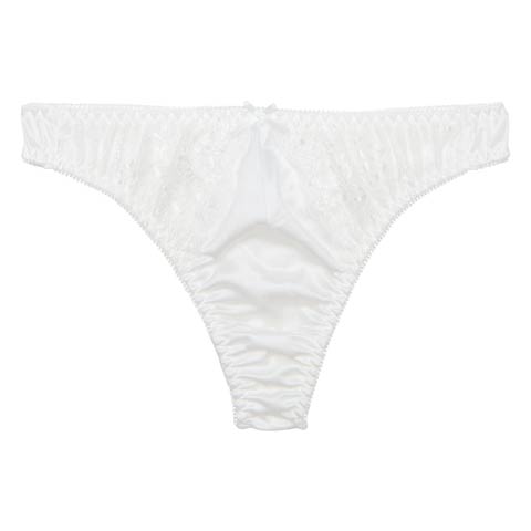 プレーンレースリボンTバックショーツ単品［週末セール］(ホワイト-M)