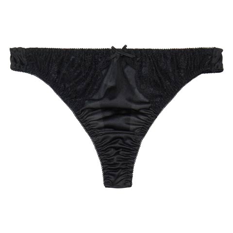 プレーンレースリボンTバックショーツ単品［週末セール］(ブラック-M)