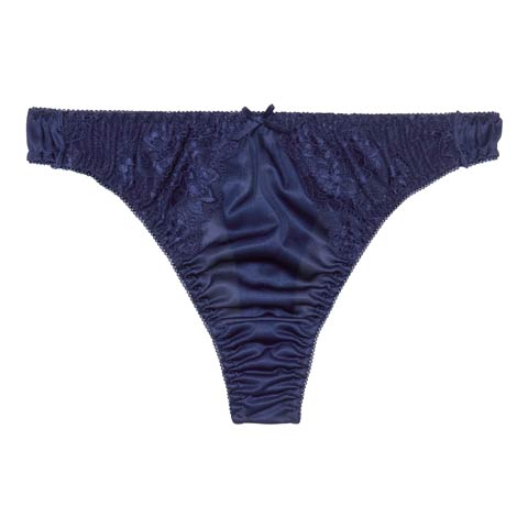 プレーンレースリボンTバックショーツ単品［週末セール］(ネイビー-M)