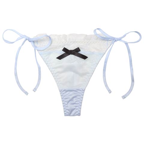 2/27新作!ドーリーリボンフリルサイド紐Tバックショーツ単品[おそろいショーツ](サックス-M)