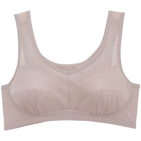 3/11新作!【ノンワイヤー】シアードット速乾ハーフトップ単品［春セール］(ブラウン-M)