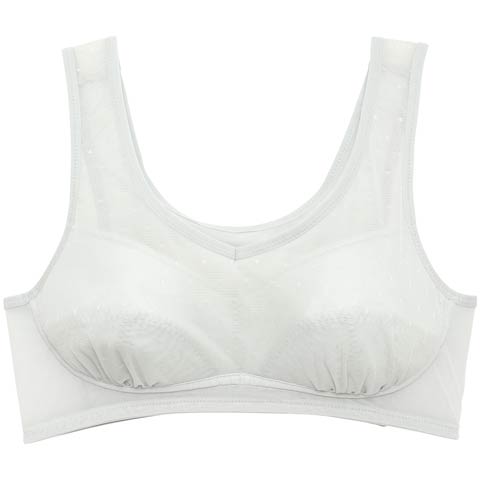 3/11新作!【ノンワイヤー】シアードット速乾ハーフトップ単品［春セール］(グレー-M)