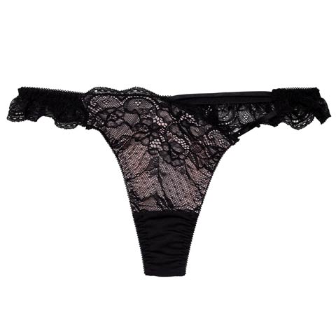 レーシィドレープチュールTバックショーツ単品[おそろいショーツ](ブラック-M)