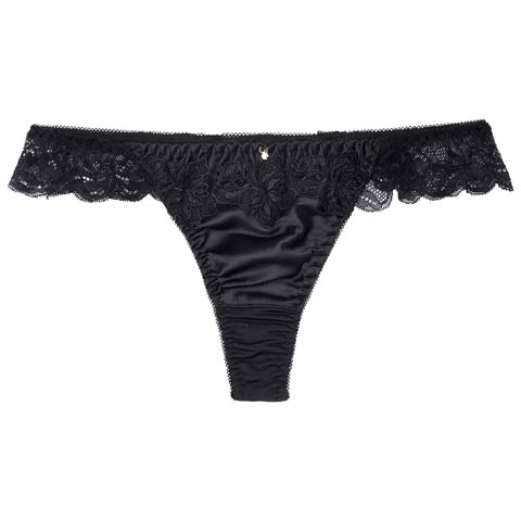 10/3再販!サイドレースブルームTバックショーツ単品(ブラック-M)