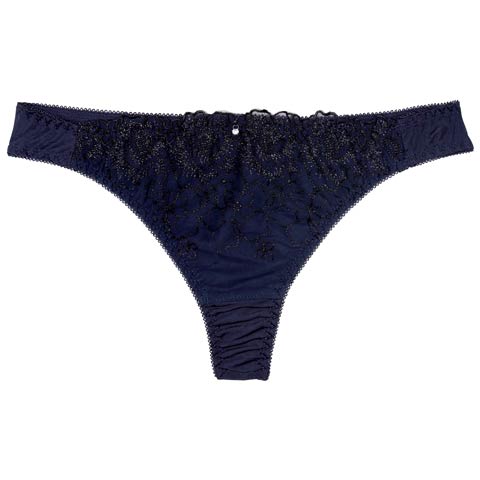 シャイニーダークフラワーTバックショーツ単品［12H限定2］(ネイビー-M)