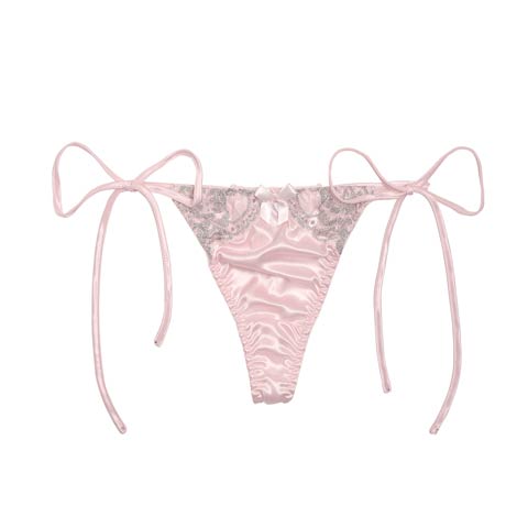 ロマンチックシャイニーサイド紐Tバックショーツ単品(ピンク-M)