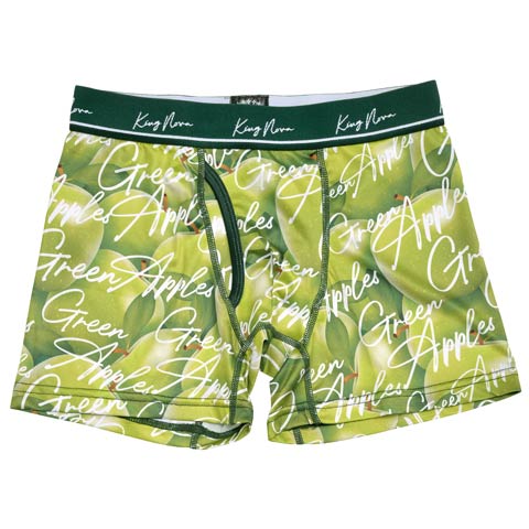 グリーンアップルプリント男性用ボクサーパンツ(グリーン-M)