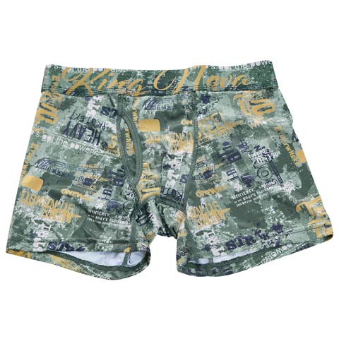 グラフティストリートアートプリント男性用ボクサーパンツ(グリーングラフィティ-M)