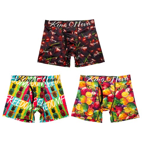 【3点セット】トロピカルボタニティプリント男性用ボクサーパンツ(フルーツ-M)