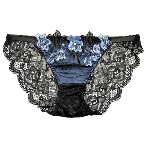 2/21新作!ダスティブルームエンブロイダリーバック透けフルバックショーツ単品[おそろいショーツ](ブルー-M)
