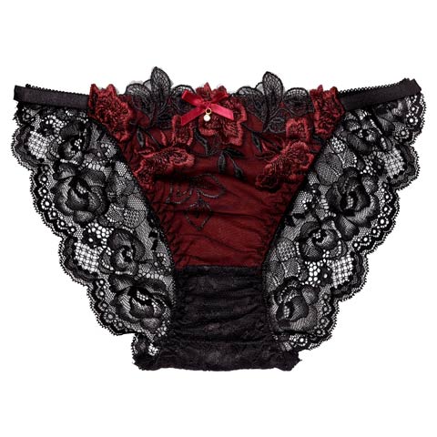 12/9再販!ダスティブルームエンブロイダリーバック透けフルバックショーツ単品[おそろいショーツ](レッド-M)