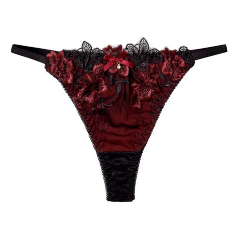 12/9再販!ダスティブルームエンブロイダリーバック透けTバックショーツ単品[おそろいショーツ](レッド-M)