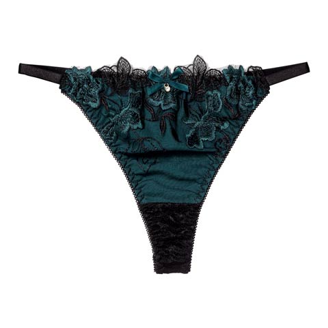 12/9再販!ダスティブルームエンブロイダリーバック透けTバックショーツ単品[おそろいショーツ](グリーン-M)