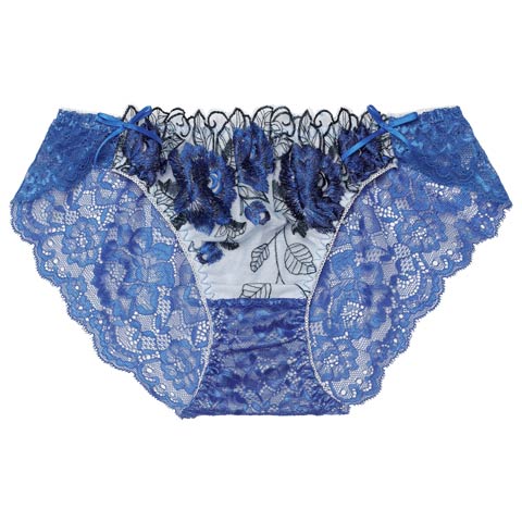 3/16再販!【三上悠亜着用】ゴージャスフラワーパールバック透けフルバックショーツ単品[おそろいショーツ](ロイヤルブルー-M)