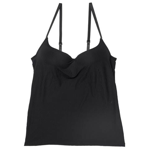 10/27新作!シンプルリブストレッチカップ付きキャミソール(ブラック-S)