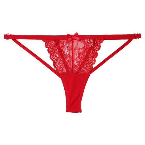 11/22再販!フロントレースバックコードTバックショーツ単品(レッド-S)