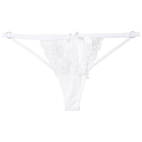 11/22再販!フロントレースバックコードTバックショーツ単品(ホワイト-S)