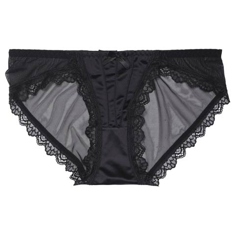 10/30再販!ワンカラーサテンプリーツレースバック透けフルバックショーツ単品(ブラック-M)