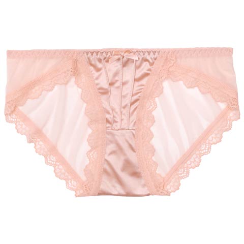 10/30再販!ワンカラーサテンプリーツレースバック透けフルバックショーツ単品(ピンク-M)