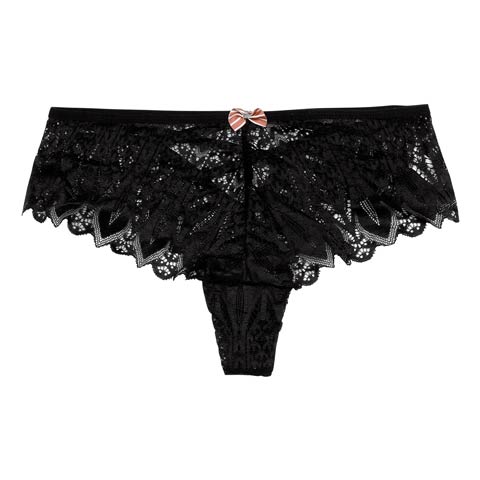 10/18再販!レーシィリボンクロスコードハーフバックショーツ単品(ブラック-S)