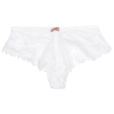 10/18再販!レーシィリボンクロスコードハーフバックショーツ単品(ホワイト-S)