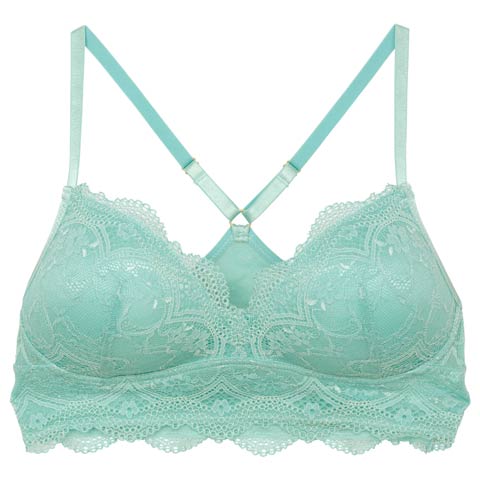 【ノンワイヤー】ナチュラルレースフルハーフトップ単品(ターコイズブルー-S)