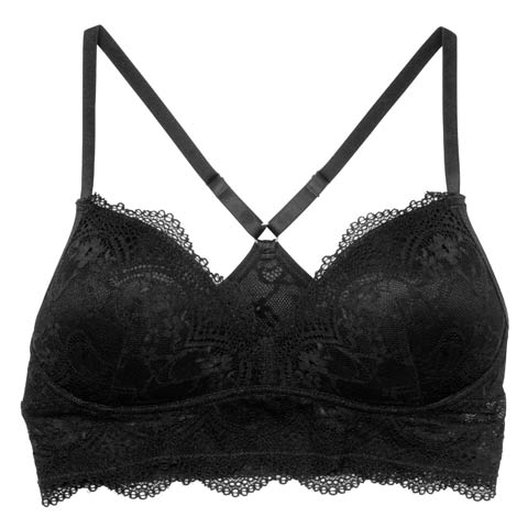 【ノンワイヤー】ナチュラルレースフルハーフトップ単品(ブラック-S)