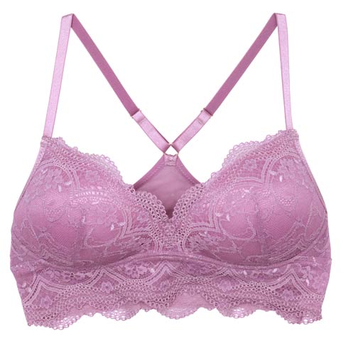 【ノンワイヤー】ナチュラルレースフルハーフトップ単品(パープル-S)