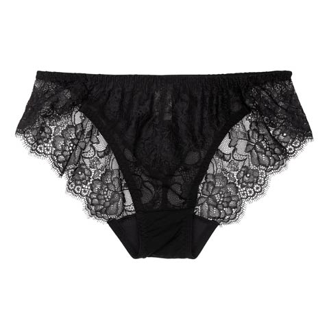 アイラッシュレースバック透けフルバックショーツ単品［週替］(ブラック-M)