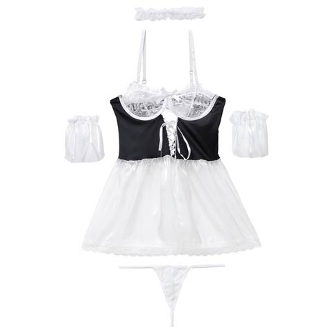 10/21再販![4点セット]ドーリーメイド風コスプレランジェリー［週末セール］(ブラック-S)