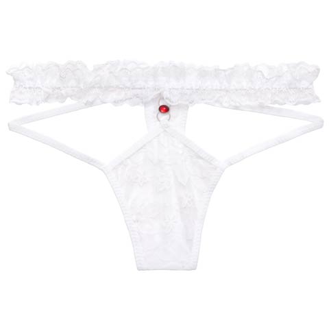 4/8新作!ビジューストリングレースTバックショーツ単品(ホワイト-フリー)