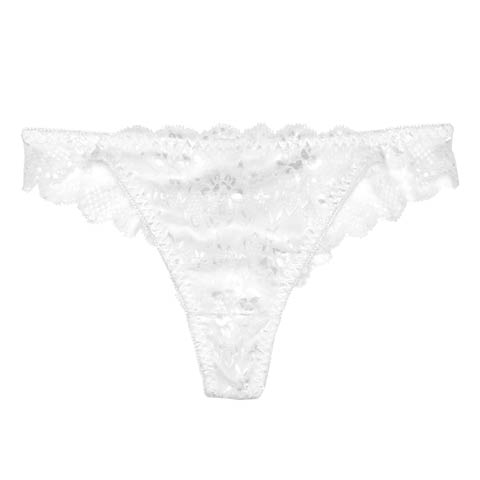 9/25再販!フラワースカラップレーシィバック透けTバックショーツ単品(ホワイト-M)