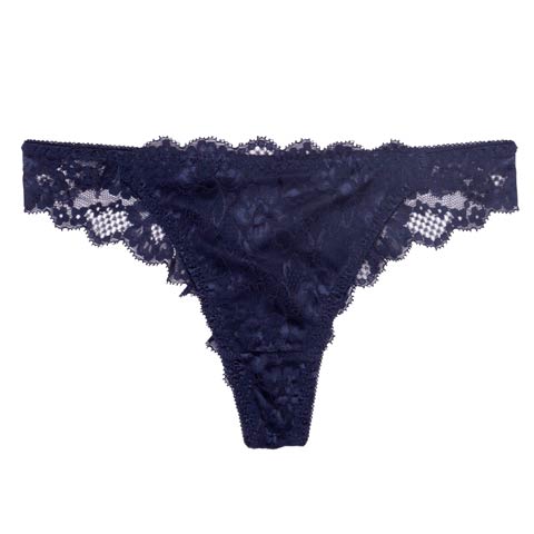 9/25再販!フラワースカラップレーシィバック透けTバックショーツ単品(ネイビー-M)