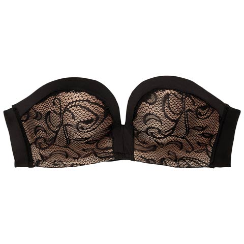 9/27再販!【ノンワイヤー】アイビーパイピングレースチューブブラジャー単品(ブラック-M)